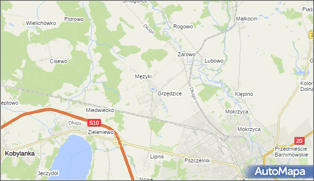 mapa Grzędzice, Grzędzice na mapie Targeo