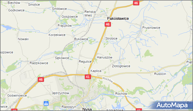 mapa Hanuszów, Hanuszów na mapie Targeo