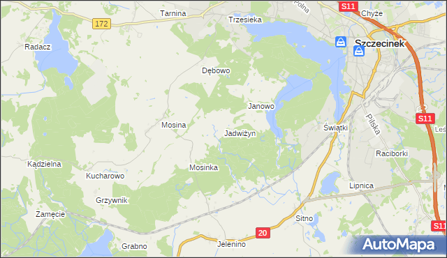 mapa Jadwiżyn gmina Szczecinek, Jadwiżyn gmina Szczecinek na mapie Targeo