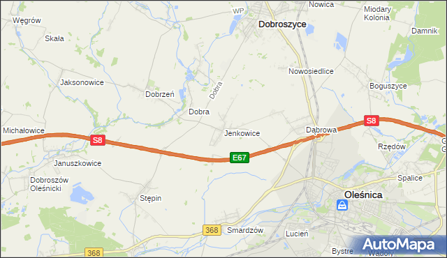 mapa Jenkowice gmina Oleśnica, Jenkowice gmina Oleśnica na mapie Targeo