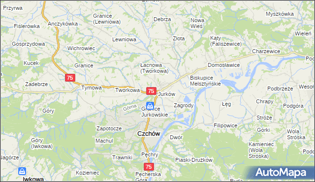 mapa Jurków gmina Czchów, Jurków gmina Czchów na mapie Targeo