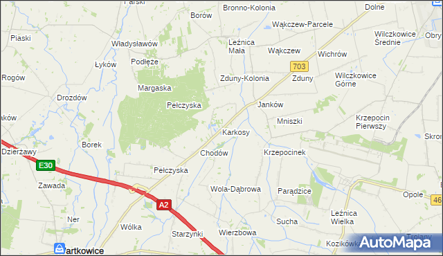 mapa Karkosy, Karkosy na mapie Targeo