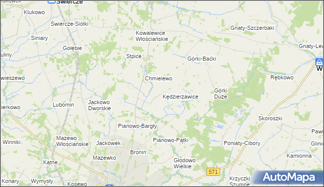 mapa Kędzierzawice, Kędzierzawice na mapie Targeo