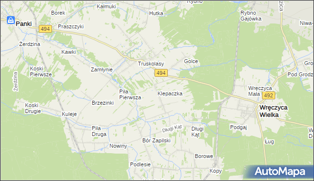 mapa Klepaczka gmina Wręczyca Wielka, Klepaczka gmina Wręczyca Wielka na mapie Targeo