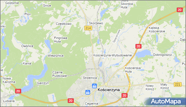 mapa Kościerzyna-Wybudowanie, Kościerzyna-Wybudowanie na mapie Targeo