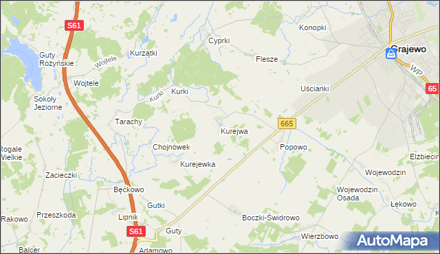 mapa Kurejwa, Kurejwa na mapie Targeo