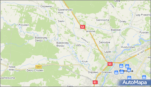 mapa Łazy gmina Olszewo-Borki, Łazy gmina Olszewo-Borki na mapie Targeo