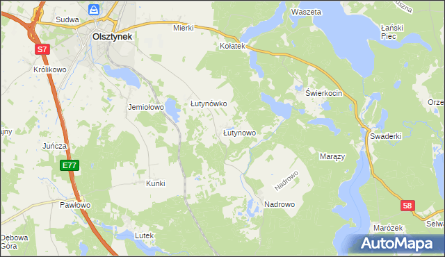 mapa Łutynowo, Łutynowo na mapie Targeo