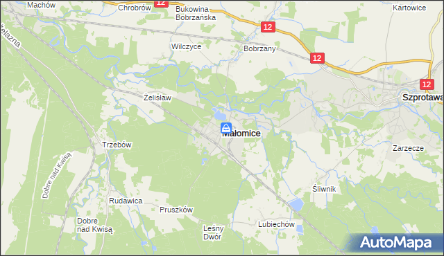 mapa Małomice, Małomice na mapie Targeo