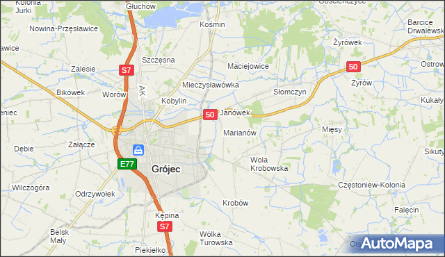 mapa Marianów gmina Grójec, Marianów gmina Grójec na mapie Targeo