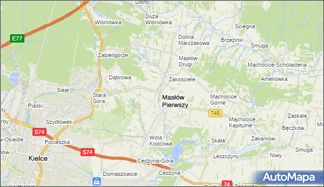 mapa Masłów Pierwszy, Masłów Pierwszy na mapie Targeo