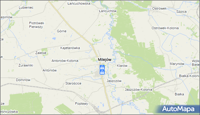 mapa Milejów powiat łęczyński, Milejów powiat łęczyński na mapie Targeo