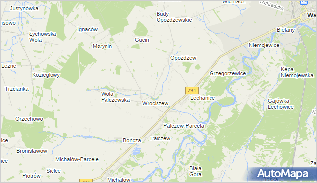 mapa Nowe Biskupice gmina Warka, Nowe Biskupice gmina Warka na mapie Targeo