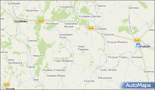 mapa Nowe Piegłowo, Nowe Piegłowo na mapie Targeo