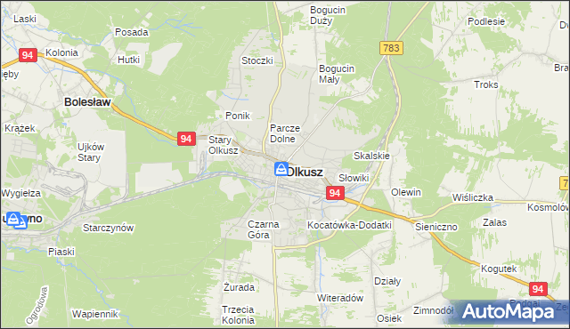 mapa Olkusz, Olkusz na mapie Targeo