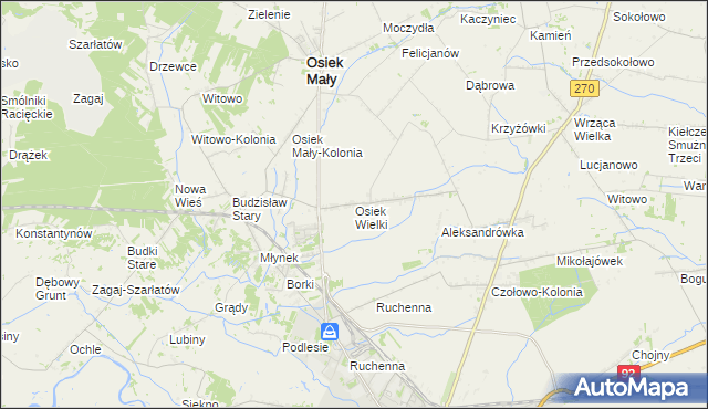 mapa Osiek Wielki gmina Osiek Mały, Osiek Wielki gmina Osiek Mały na mapie Targeo