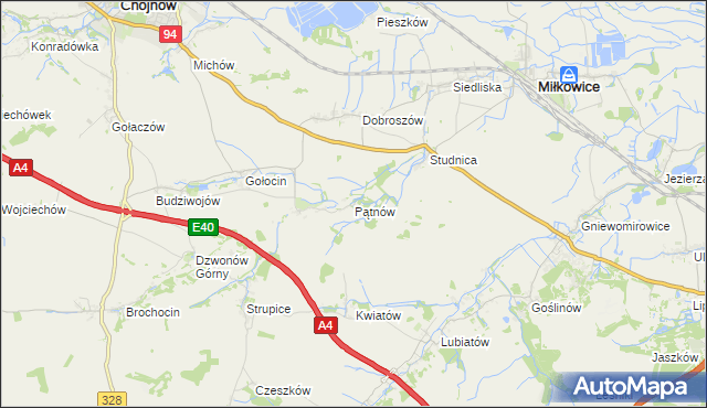 mapa Pątnów gmina Chojnów, Pątnów gmina Chojnów na mapie Targeo