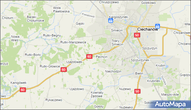 mapa Pęchcin, Pęchcin na mapie Targeo