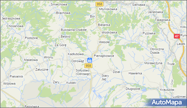 mapa Pieniążkowice, Pieniążkowice na mapie Targeo