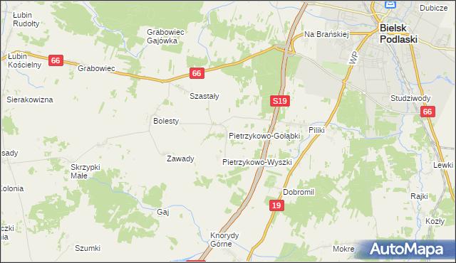 mapa Pietrzykowo-Gołąbki, Pietrzykowo-Gołąbki na mapie Targeo