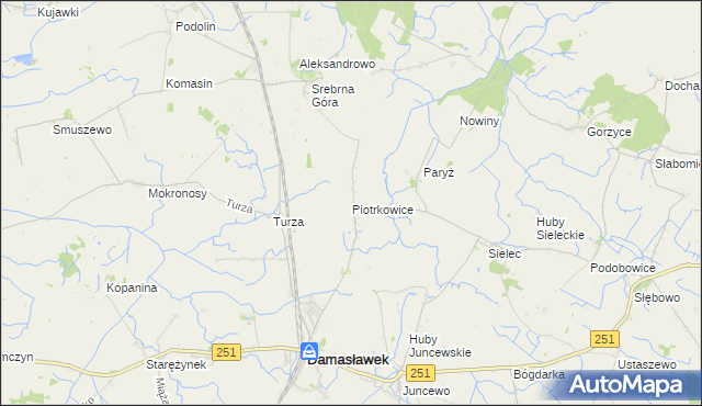 mapa Piotrkowice gmina Damasławek, Piotrkowice gmina Damasławek na mapie Targeo