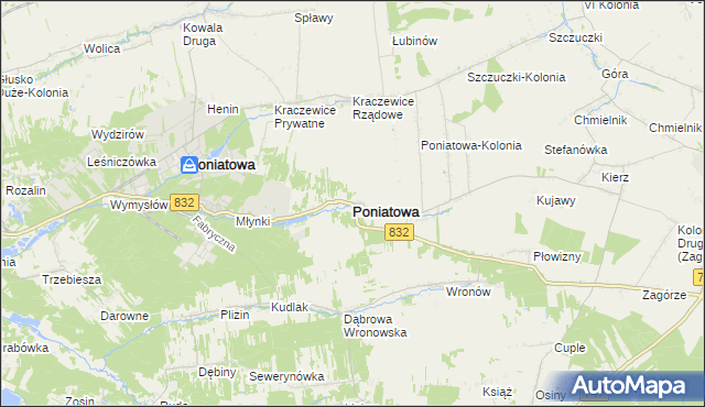 mapa Poniatowa powiat opolski, Poniatowa powiat opolski na mapie Targeo