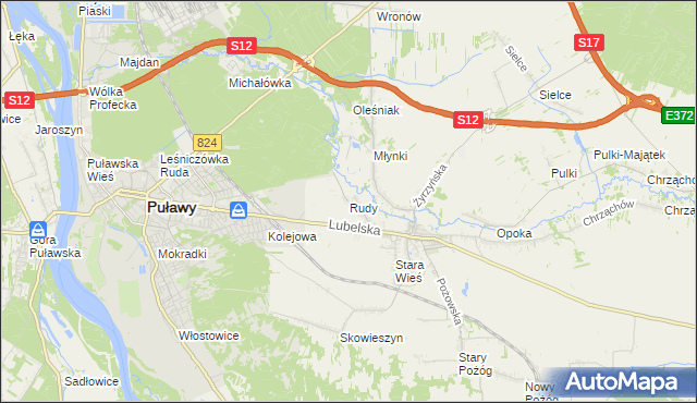 mapa Rudy gmina Końskowola, Rudy gmina Końskowola na mapie Targeo