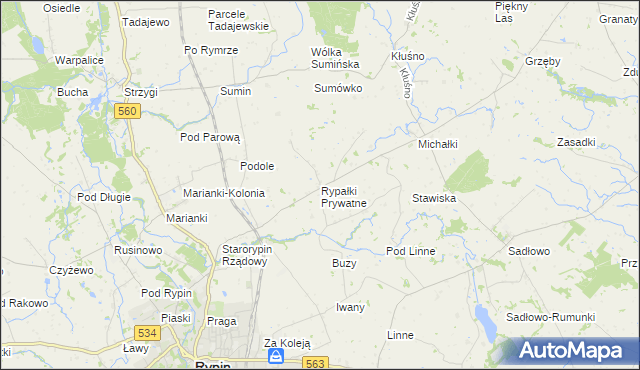 mapa Rypałki Prywatne, Rypałki Prywatne na mapie Targeo