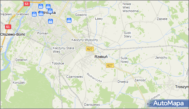 mapa Rzekuń, Rzekuń na mapie Targeo
