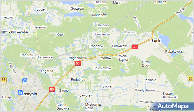 mapa Stefanów gmina Gostynin, Stefanów gmina Gostynin na mapie Targeo