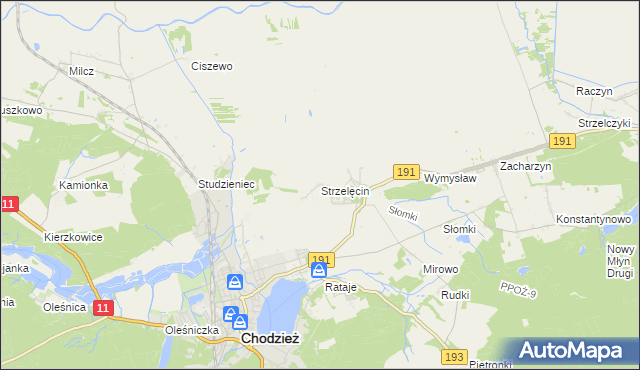 mapa Strzelęcin, Strzelęcin na mapie Targeo