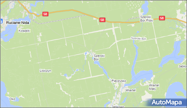 mapa Szeroki Bór, Szeroki Bór na mapie Targeo