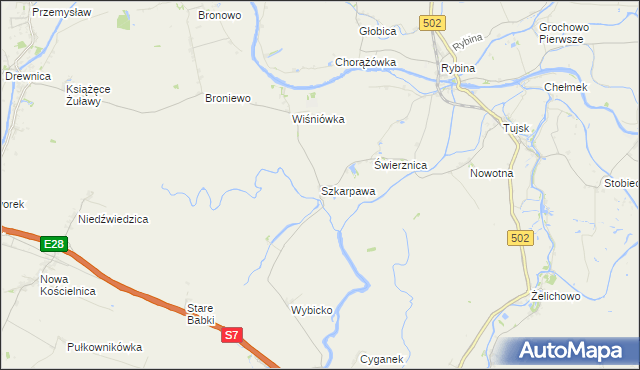 mapa Szkarpawa, Szkarpawa na mapie Targeo