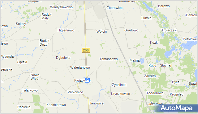 mapa Tomaszewo gmina Wierzbinek, Tomaszewo gmina Wierzbinek na mapie Targeo