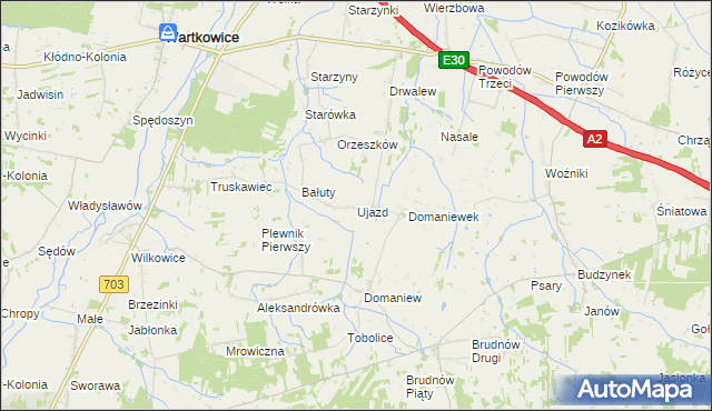 mapa Ujazd gmina Wartkowice, Ujazd gmina Wartkowice na mapie Targeo
