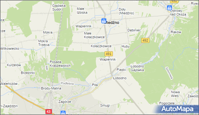 mapa Wapiennik gmina Kłobuck, Wapiennik gmina Kłobuck na mapie Targeo