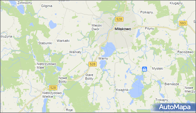 mapa Warny, Warny na mapie Targeo