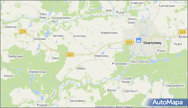 mapa Więckowy, Więckowy na mapie Targeo