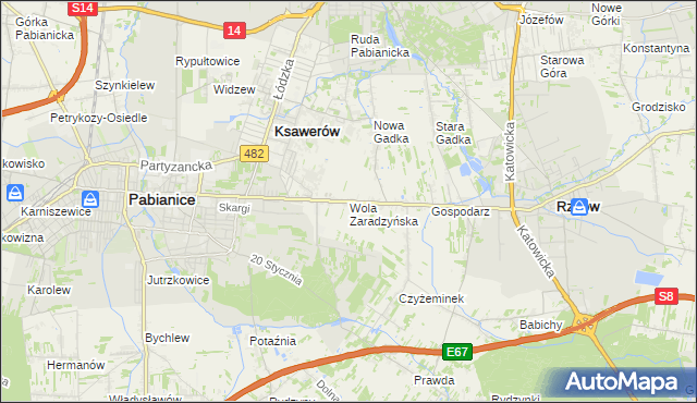 mapa Wola Zaradzyńska, Wola Zaradzyńska na mapie Targeo