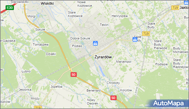 mapa Żyrardów, Żyrardów na mapie Targeo