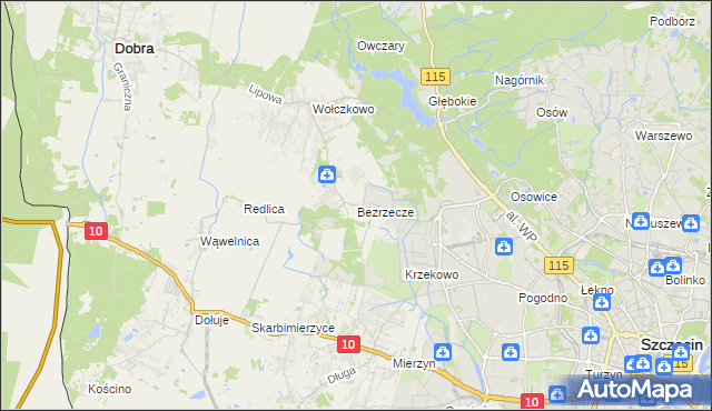 mapa Bezrzecze, Bezrzecze na mapie Targeo