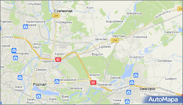 mapa Bogucin gmina Swarzędz, Bogucin gmina Swarzędz na mapie Targeo