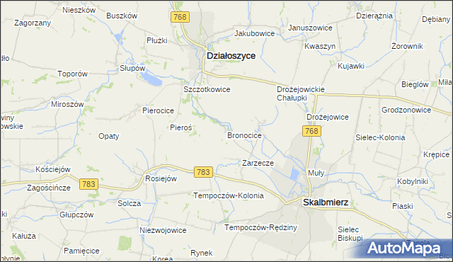 mapa Bronocice, Bronocice na mapie Targeo