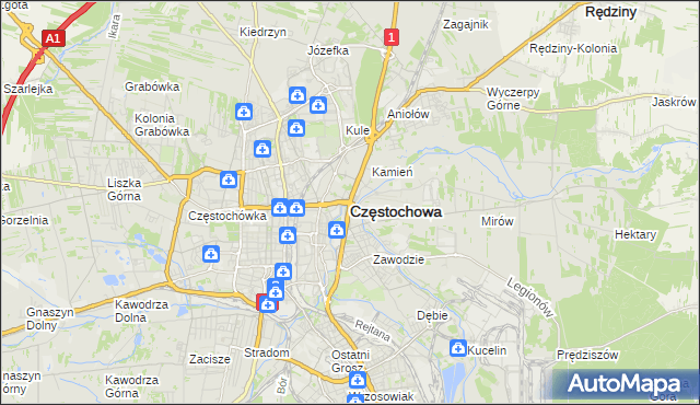 mapa Częstochowy, Częstochowa na mapie Targeo
