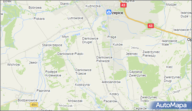 mapa Dankowice Pierwsze, Dankowice Pierwsze na mapie Targeo