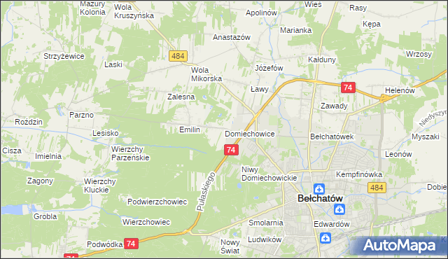 mapa Domiechowice, Domiechowice na mapie Targeo