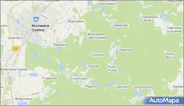 mapa Huciska, Huciska na mapie Targeo
