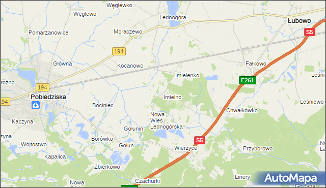 mapa Imielno gmina Łubowo, Imielno gmina Łubowo na mapie Targeo