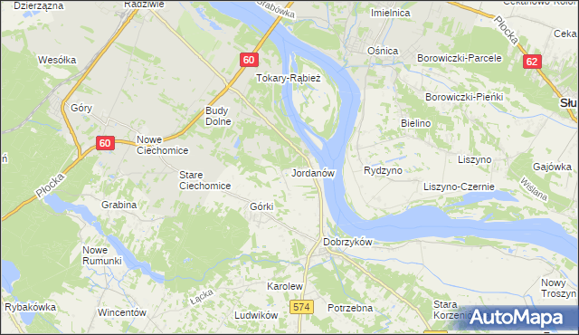 mapa Jordanów gmina Gąbin, Jordanów gmina Gąbin na mapie Targeo