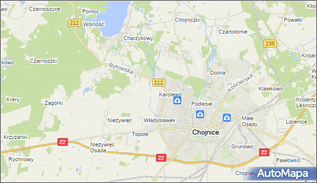 mapa Karolewo gmina Chojnice, Karolewo gmina Chojnice na mapie Targeo